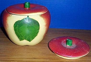 Vintage Los Angeles Potteries Cut Apple With hot Fruit Design Cookie Jar